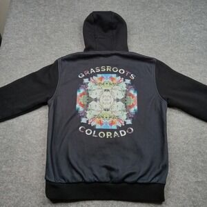 Grassroots California Hoodie‎ Mens Small Black Pullover Colorado Back Graphic